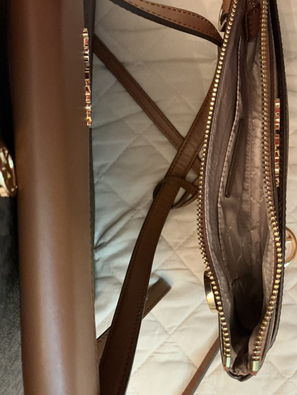 Michael Kors Brown Monogram Tote with Matching Pouches - Picture 2 of 7